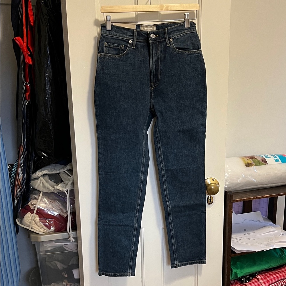 Everlane High Rise Straight Leg Deep Indigo Jeans NWOT
